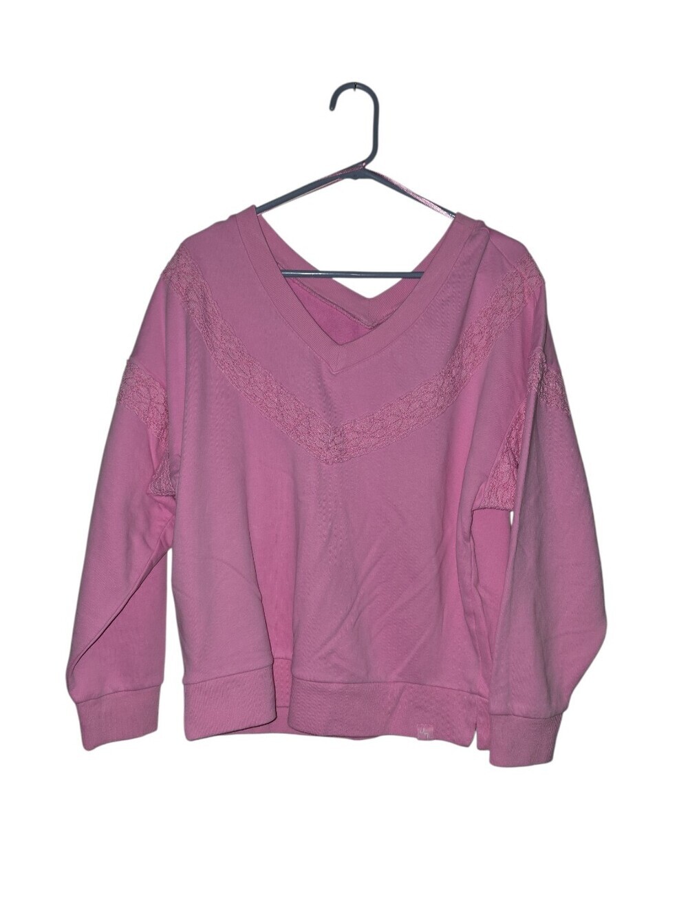 Womens JoyLab Light Pink Lace-Trim Sweatshirt, Oversized XS, NWT!!!